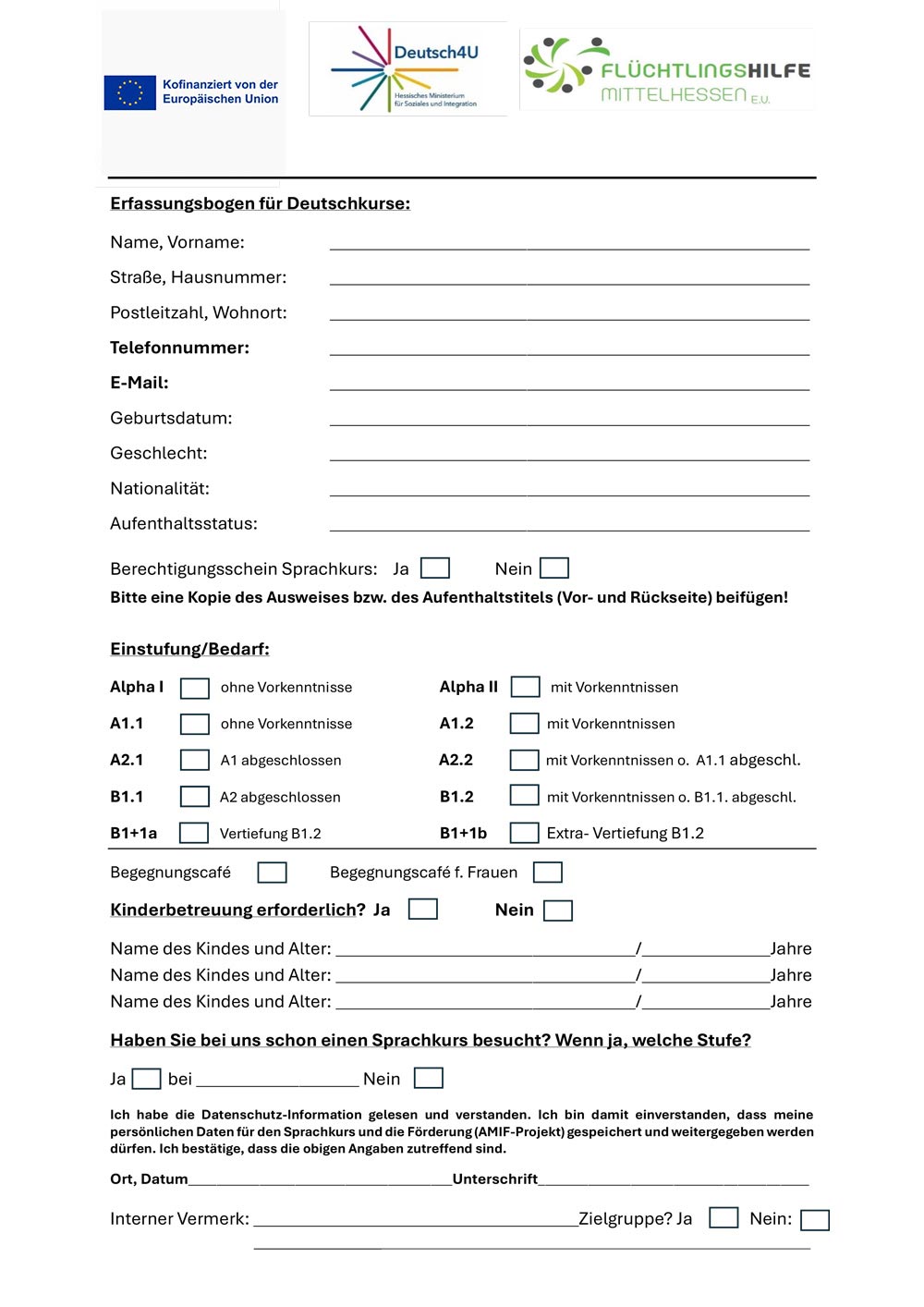 Erfassungsbogen-Deutschkurse